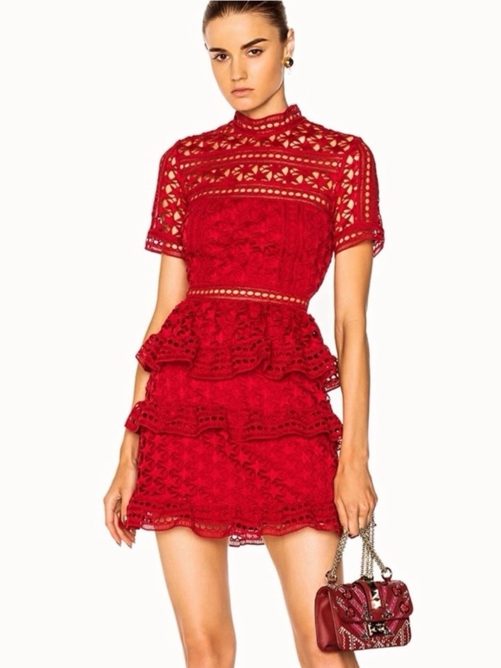 #58 Self-Portait Red Short Sleeve Short Dress